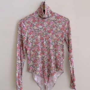 H&M Floral Turtleneck Bodysuit size L